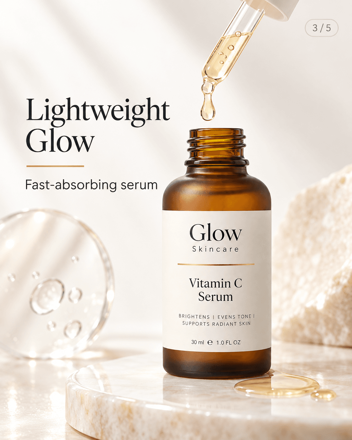 Lightweight Glow — dropper close up